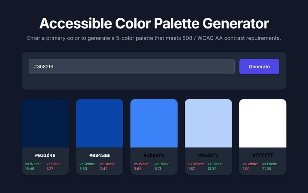 Accessible Color Palette Generator